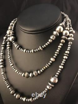 Collier de perles mixtes en argent sterling Navajo amérindien 48 92348