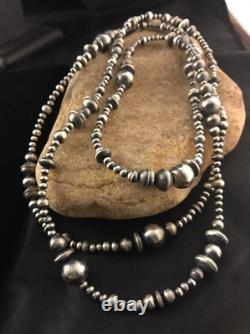Collier de perles mixtes en argent sterling Navajo amérindien 48 92348