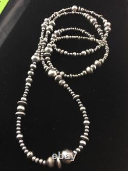 Collier de perles mixtes en argent sterling Navajo amérindien 48 92348