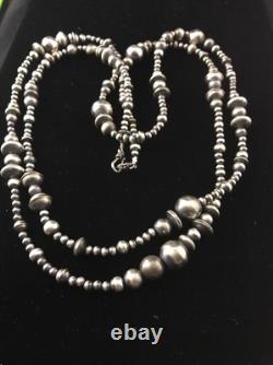 Collier de perles mixtes en argent sterling Navajo amérindien 48 92348