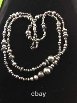 Collier de perles mixtes en argent sterling Navajo amérindien 48 92348