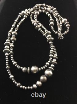 Collier de perles mixtes en argent sterling Navajo amérindien 48 92348