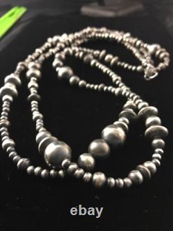 Collier de perles mixtes en argent sterling Navajo amérindien 48 92348