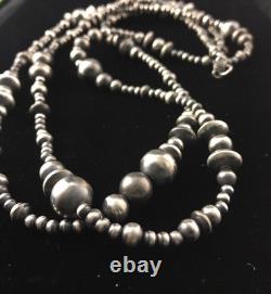 Collier de perles mixtes en argent sterling Navajo amérindien 48 92348