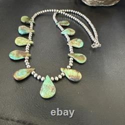 Collier de perles navajos en argent sterling et turquoise de Royston 20 00484
