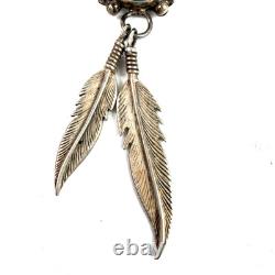 Collier de style amérindien Navajo en turquoise Sleeping Beauty, plumes en argent