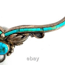 Collier de style amérindien Navajo en turquoise Sleeping Beauty, plumes en argent