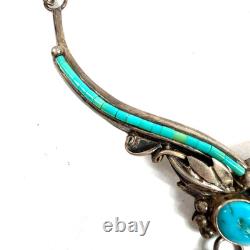 Collier de style amérindien Navajo en turquoise Sleeping Beauty, plumes en argent