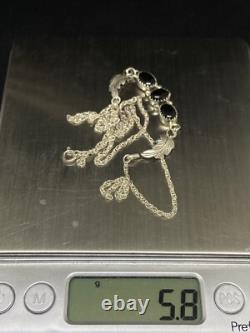 Collier élégant en argent sterling avec feuille en onyx noir amérindien Navajo