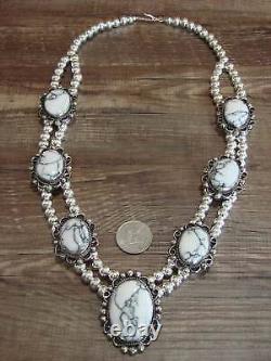 Collier en argent nickel Navajo et howlite blanche à Cleveland