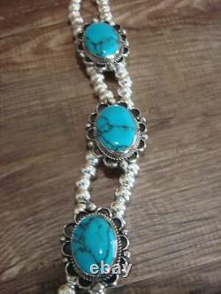 Collier en argent nickel navajo et howlite bleue Cleveland