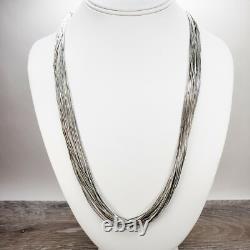 Collier en argent sterling 925 à liquide argenté, amérindien Navajo, 31 brins
