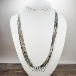 Collier en argent sterling 925 à liquide argenté, amérindien Navajo, 31 brins