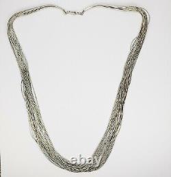 Collier en argent sterling 925 en argent liquide Navajo amérindien, 31 brins