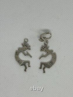 Collier en argent sterling Navajo Kokopelli Amérindien 24 avec boucles d'oreilles