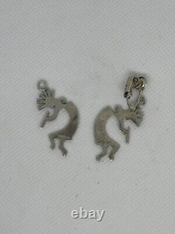 Collier en argent sterling Navajo Kokopelli Amérindien 24 avec boucles d'oreilles