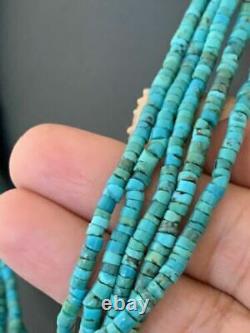 Collier en argent sterling Navajo amérindien 5S 2 mm HEISHI en turquoise 20 205