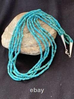 Collier en argent sterling Navajo amérindien 5S 2 mm HEISHI en turquoise 20 205