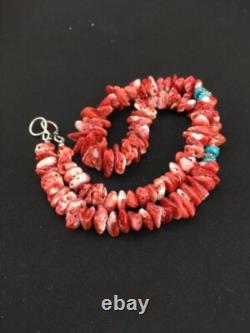 Collier en argent sterling Navajo avec huître épineuse rouge amérindienne 18 4763