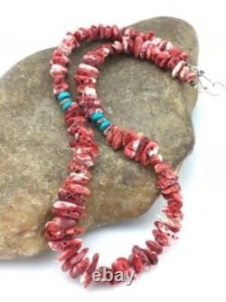 Collier en argent sterling Navajo avec huître épineuse rouge amérindienne 18 4763