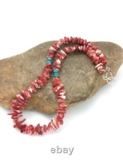 Collier en argent sterling Navajo avec huître épineuse rouge amérindienne 18 4763