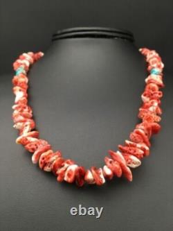 Collier en argent sterling Navajo avec huître épineuse rouge amérindienne 18 4763