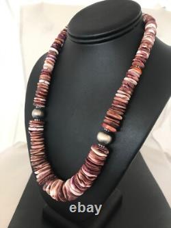Collier en argent sterling Navajo avec perles de nacre violette et huître épineuse 08485