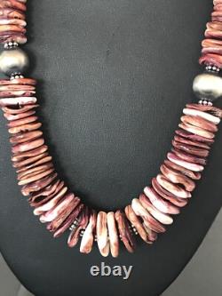 Collier en argent sterling Navajo avec perles de nacre violette et huître épineuse 08485