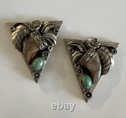 Collier en argent sterling avec aigle en or et turquoises navajo amérindiennes