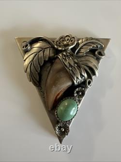 Collier en argent sterling avec aigle en or et turquoises navajo amérindiennes