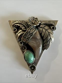 Collier en argent sterling avec aigle en or et turquoises navajo amérindiennes