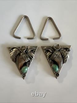Collier en argent sterling avec aigle en or et turquoises navajo amérindiennes