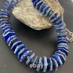 Collier en argent sterling avec lapis et turquoise amérindiens, perles Navajo 01891