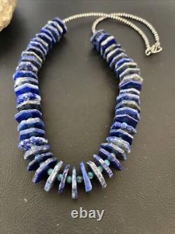 Collier en argent sterling avec lapis et turquoise amérindiens, perles Navajo 01891