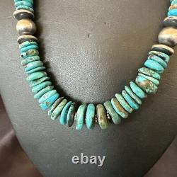 Collier en argent sterling avec perles Navajo turquoise bleues graduées 18 18319