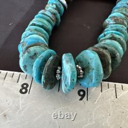 Collier en argent sterling avec perles Navajo turquoise bleues graduées 18 18319