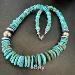 Collier en argent sterling avec perles Navajo turquoise bleues graduées 18 18319