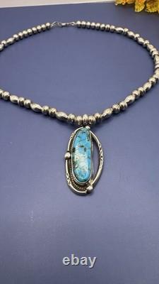 Collier en argent sterling avec pierre turquoise Navajo Amérindien