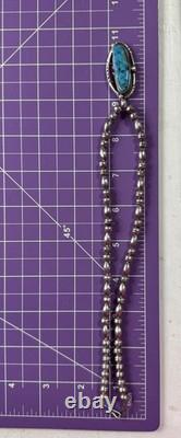 Collier en argent sterling avec pierre turquoise Navajo Amérindien