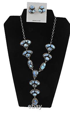 Collier en argent sterling avec turquoise des collines dorées fait main par un Amérindien Navajo