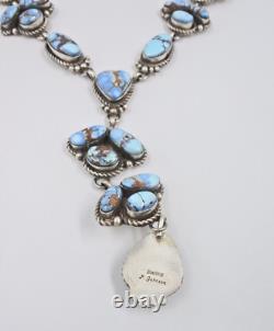 Collier en argent sterling avec turquoise des collines dorées fait main par un Amérindien Navajo