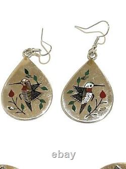 Collier en argent sterling fait main Navajo en incrustation de colibri amérindien