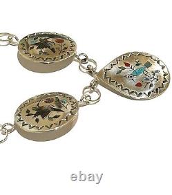 Collier en argent sterling fait main Navajo en incrustation de colibri amérindien