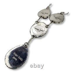 Collier en argent sterling onyx Navajo de l'incroyable Reggie Haskie, Amérindien.