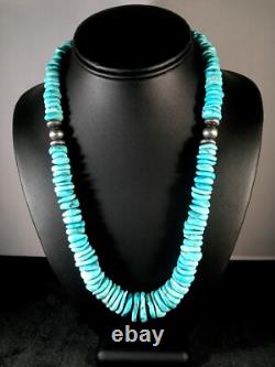 Collier en argent sterling turquoise bleue navajo amérindien 21 10078