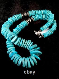 Collier en argent sterling turquoise bleue navajo amérindien 21 10078