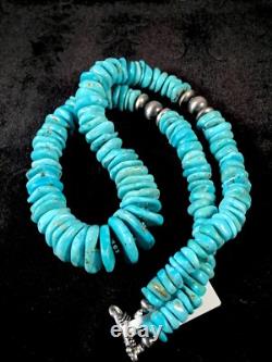 Collier en argent sterling turquoise bleue navajo amérindien 21 10078