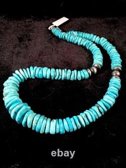 Collier en argent sterling turquoise bleue navajo amérindien 21 10078