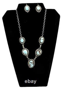 Collier en argent sterling turquoise des collines dorées fait main par un Amérindien Navajo