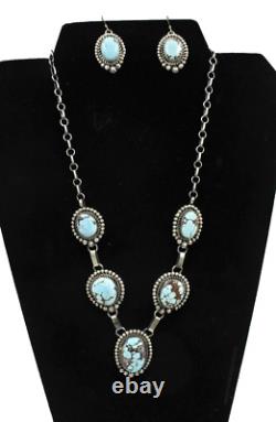 Collier en argent sterling turquoise des collines dorées fait main par un Amérindien Navajo